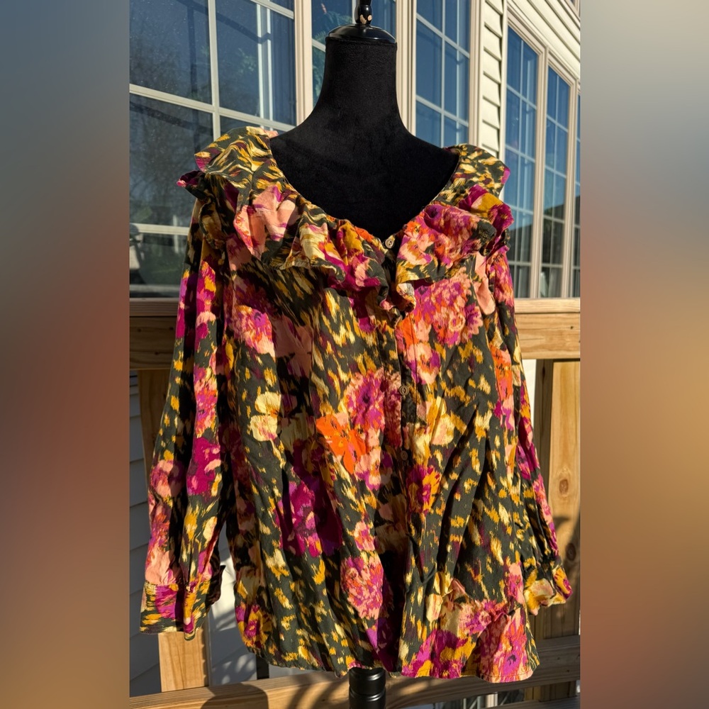 Terra & Sky Floral Ruffle Top - Multicolor